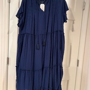 Wonderly 2x midi clip dot tiered dress